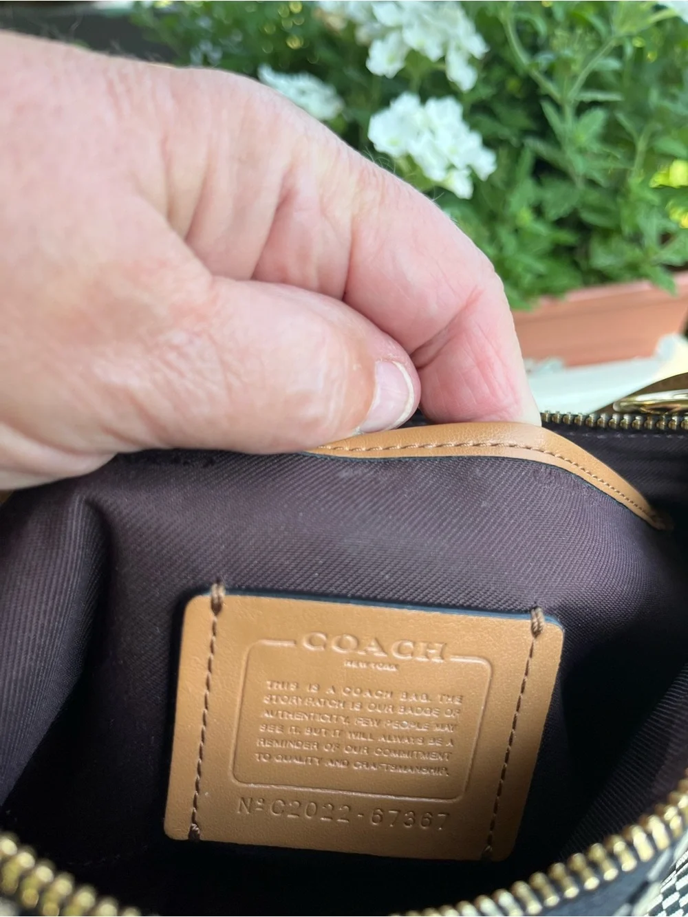Coach Black & White Woven Crossbody with Leather Trim and Gold Hardware - Picture 6 of 6